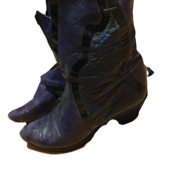 👢💙 Vintage Baldinini Italian Leather Boots (1980) – Size 7.5 – Blue Leather - Picture 2 of 3